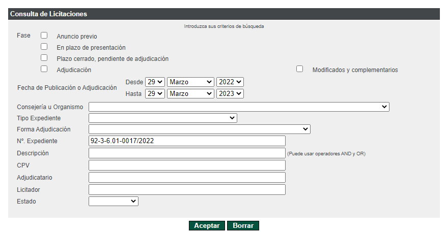 Consulta d'expedient de Licitació a la Universitat de La Rioja